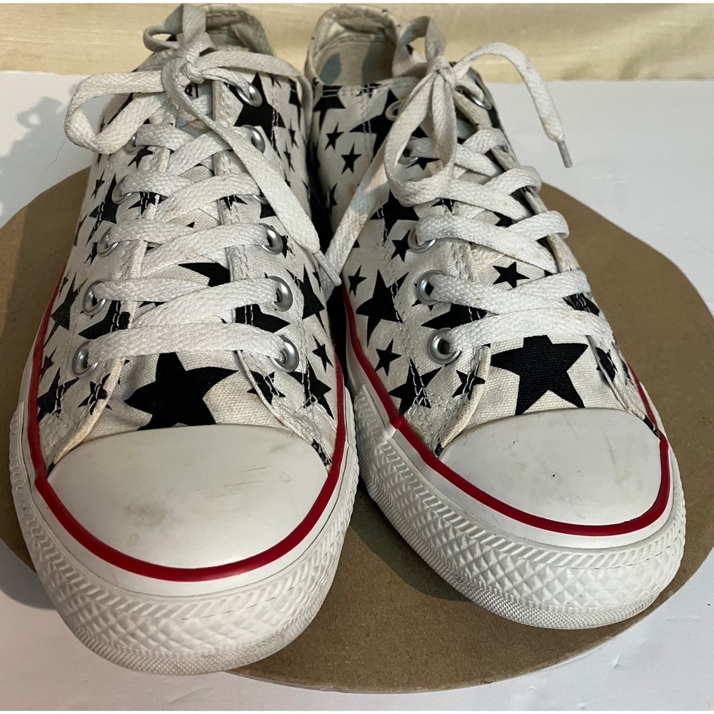 Converse Chuck Taylor All Star Women 10 White Black Stars Excellent Low Sneaker